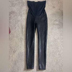 Spanx Maternity Leggings Womens Large Black Faux Leather full panel pregnancy